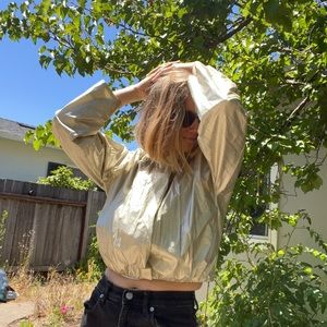 Metallic cotton bomber shell jacket by COS